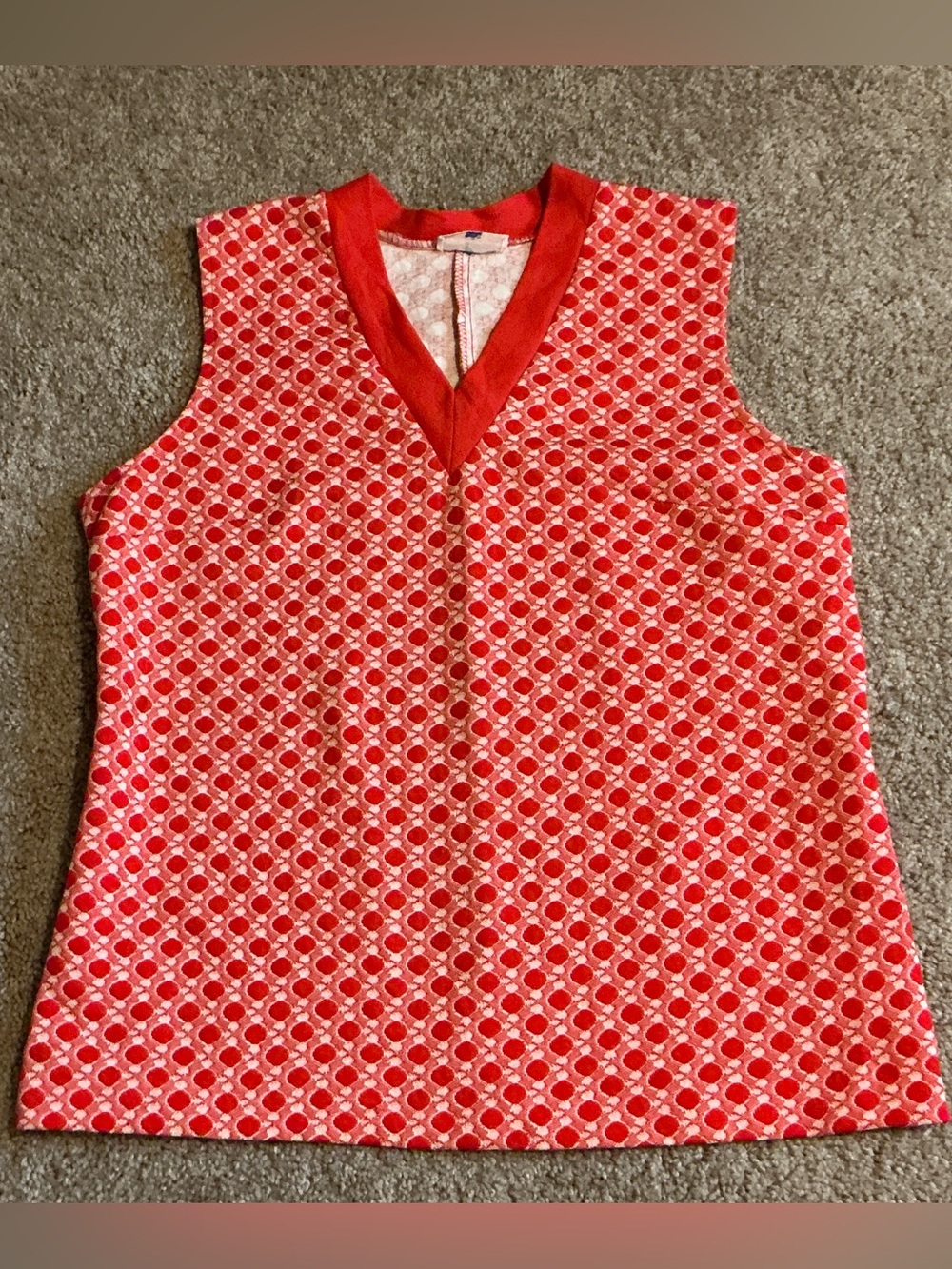 True Vintage 60’s/70’s Red & White Mod V-Neck Tank/Vest Top, Large-XL 🔴⚪️